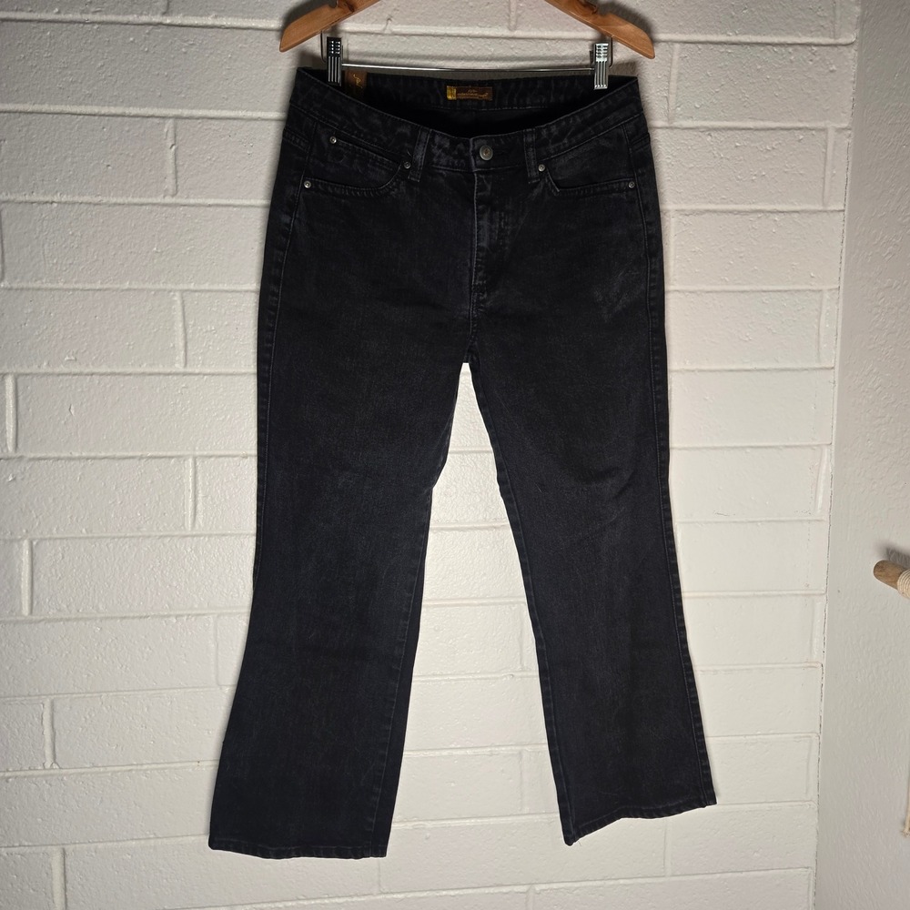 Wrangler Aura Jeans 10 Regular Black Straight Leg Mid Rise Ankle Goth Casual